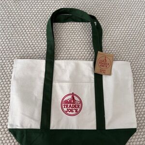 Trader Joe's Green and White Tote Bag